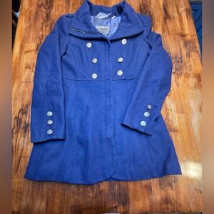 GUESS Los Angeles Vintage Hooded Wool Blend Peacoat Y2K Era Navy Blue Size M